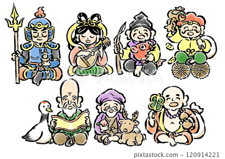 七福神畫筆手繪坐姿插畫集 七福神畫筆手繪坐姿插畫集 120914221