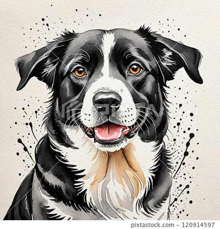 A sumi-e style dog. AI-generated image. 120914597