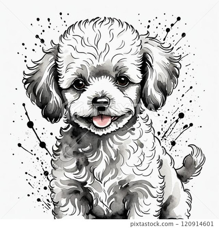 A sumi-e style dog. AI-generated image. 120914601