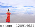 Uyuni Salt Flats | Fantastic wedding photos with orange dresses 120914681