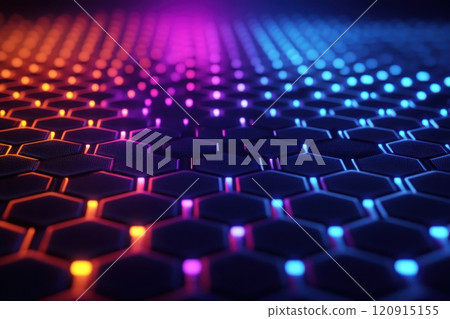 A colorful hexagonal pattern with lights on it A colorful hexagonal pattern with lights on it 120915155