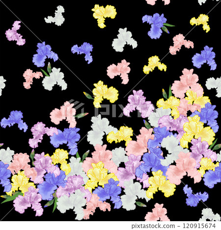 Seamless pattern of German iris flying like a butterfly Seamless pattern of German iris flying like a butterfly 120915674