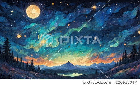 夢幻般的彩色玻璃星空 120916087