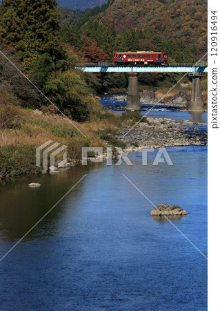 Autumn Nagara River and Nagara River Railway Autumn Nagara River and Nagara River Railway 120916494
