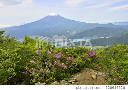 從禦坂山黑岳展望台眺望春天的富士山 120916620