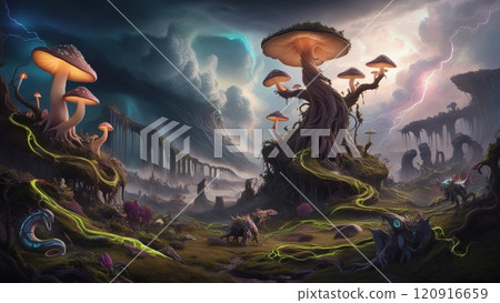 Fantasy otherworldly natural world - Stock Illustration [120916659] - PIXTA