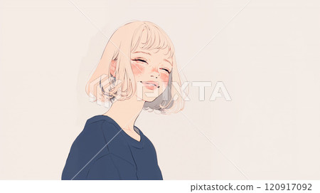 一個微笑的女人的肖像插圖 一個微笑的女人的肖像插圖 120917092