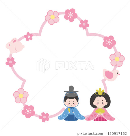 可愛的女兒節框架。向量,娃娃裝飾,娃娃節,桃花節 120917162