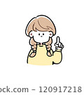Illustration of a girl raising her index finger 120917218