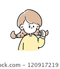 Illustration of a girl doing a fist pump 120917219