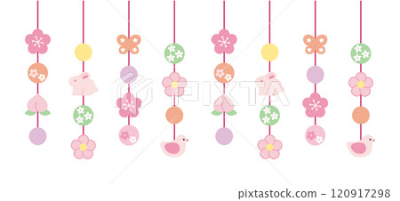 Cute Hinamatsuri hanging decoration illustration. Vector, Hinamatsuri decoration, Hinamatsuri, Peach Festival 120917298