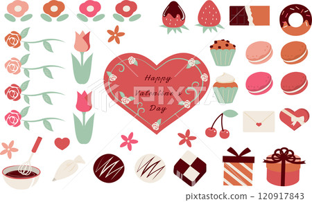 可愛的情人節圖示插畫素材 可愛的情人節圖示插畫素材 120917843