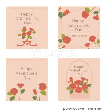 Rose flower Valentine message card set 120917853
