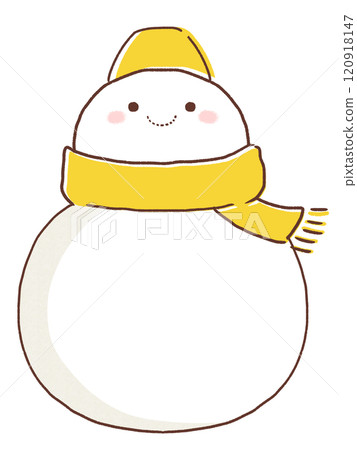 戴著黃色圍巾的雪人的插圖 120918147