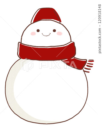 Illustration of a snowman wearing a red scarf 120918148