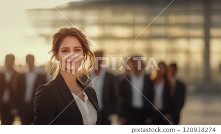 Bright smiling businesswoman, business team concept 120918274