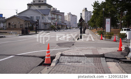 Wakura Onsen in Nanao City, Ishikawa Prefecture, an area affected by the 2024 Noto Peninsula earthquake 120918284
