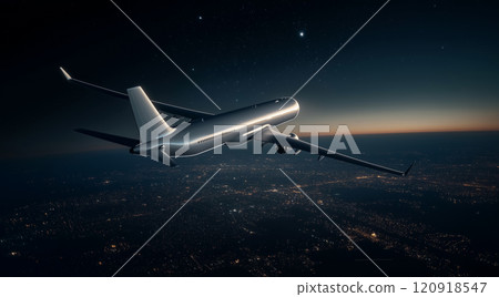 A jetliner reflecting moonlight, an image of a business trip 120918547