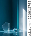 Modern abstract design, adopted glass shape and smooth surface, soft blue color tone, very suitable background or product display. 120918765