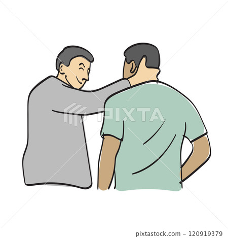 man supporting his friend illustration vector hand drawn isolated on white background 120919379
