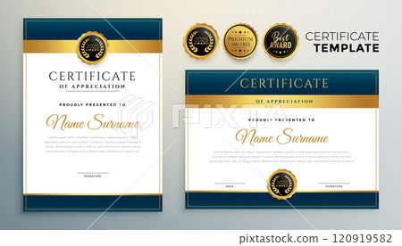 modern diploma certificate multipurpose template in golden color 120919582