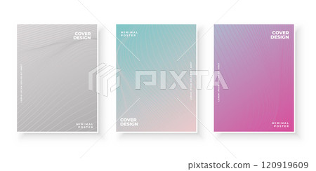 Colorful gradient covers with abstract line design set 120919609
