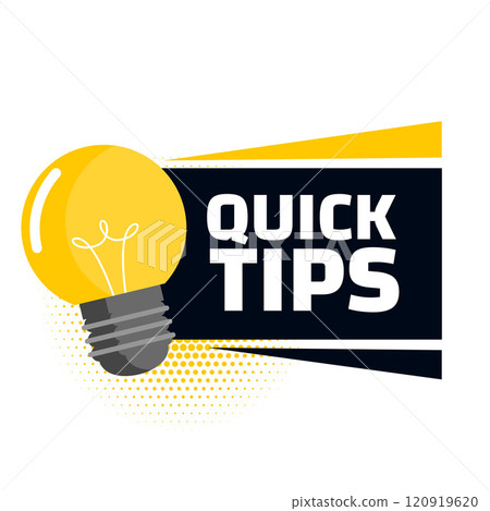 Quick tips advice with lightbulb on white background 120919620