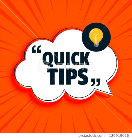 Quick tips advice with lightbulb on orange background Quick tips advice with lightbulb on orange background 120919626