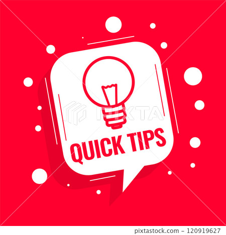 Quick tips advice with lightbulb on red background Quick tips advice with lightbulb on red background 120919627