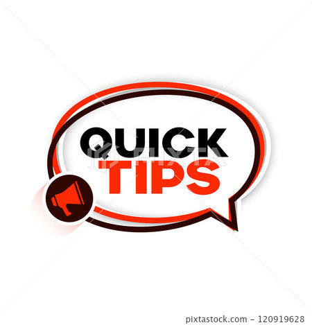 Quick tips advice with megaphone on white background Quick tips advice with megaphone on white background 120919628