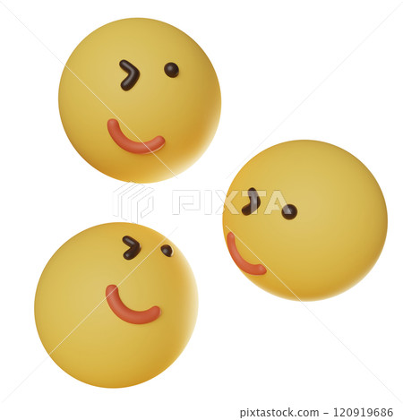 blinking face emoticon 3D graphics 120919686