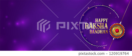 shiny raksha bandhan festival purple banner with text space 120919764