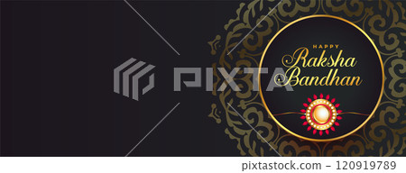 decorative raksha bandhan golden black banner with rakhi design 120919789