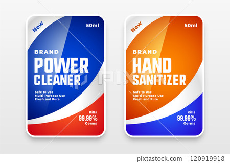 hand sanitizer and detergent label design 120919918