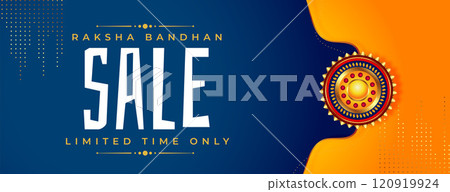 raksha bandhan sale banner with golden rakhi 120919924