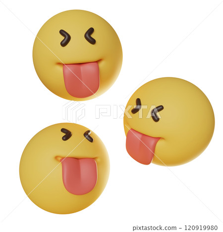 tongue sticking out face emoticon 3D graphic 120919980
