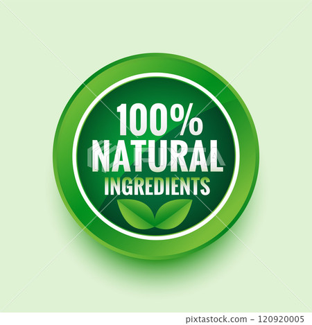 pure natural ingredients green label with leaves 120920005