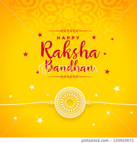 raksha bandhan yellow decorative card design 120920072