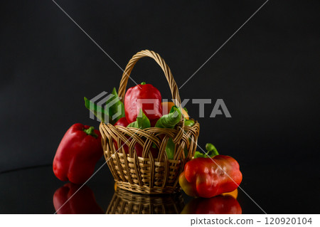 ripe red and yellow sweet peppers. 120920104