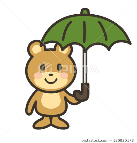 Illustration of a cute bear holding an umbrella 120920178
