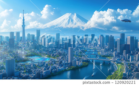 不久的將來東京天際線和富士山 120920221