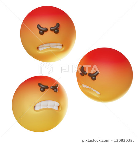 angry face emoticon 3D graphic 120920383