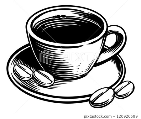 A Coffee Cup Mug and Coffee Beans Illustration A Coffee Cup Mug and Coffee Beans Illustration 120920599