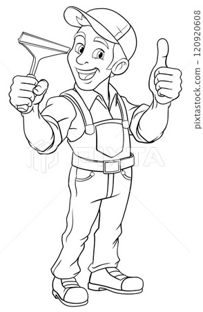 Window Cleaner Cartoon Car Wash Squeegee Man Window Cleaner Cartoon Car Wash Squeegee Man 120920608