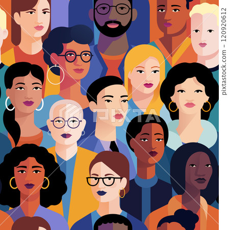 People Group Crowd Diversity Seamless Illustration 120920612