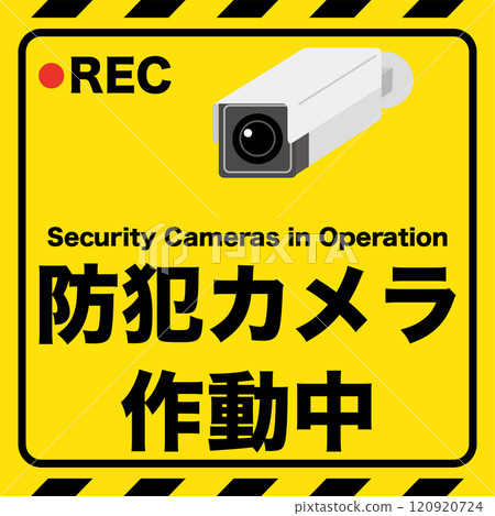 Square security camera in operation poster, box type Square security camera in operation poster, box type 120920724