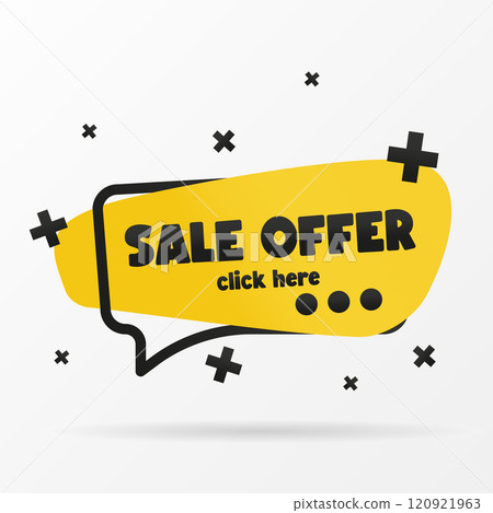 Original inscription SALE OFFER on the banner. Vector design in a flat style. Simple clip art vector illustration. Original inscription SALE OFFER on the banner. Vector design in a flat style. Simple clip art vector illustration. 120921963