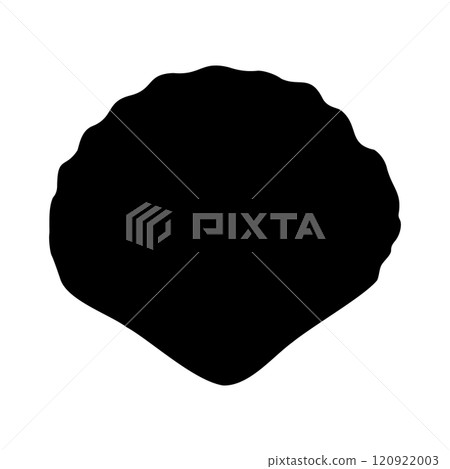Sea shell isolated black silhouette. Side view. Marine animal. White background. Vector illustration clipart. 120922003