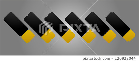 Set of vintage tickets template on dark background with yellow accents. Collection for excursion routes, retro parties and clubs and other projects. Just add your own text. Vector Set of vintage tickets template on dark background with yellow accents. Collection for excursion routes, retro parties and clubs and other projects. Just add your own text. Vector 120922044
