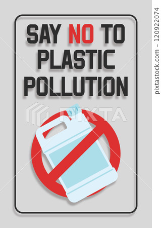 Disposable plastic. Banning plastic bottles-canister. Say no to plastic pollution. Pollution problem concept. Vector illustration. 120922074